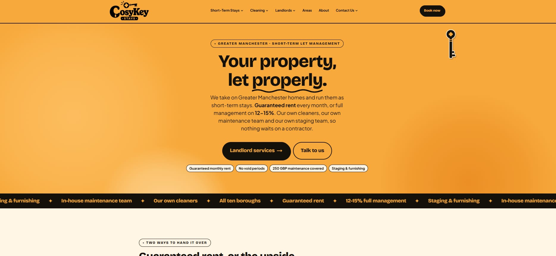 The Cosy Keys website, built by Foldscapes